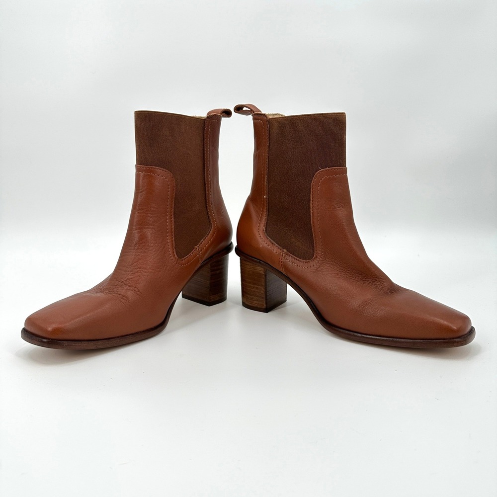 Portland Leather Goods Patina Vero Brown Leather Chelsea Square Ankle Boots 8.5 - Picture 6 of 9
